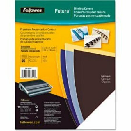 FELLOWES MFG FUTURA PRESENTATION BINDING SYSTEM COVERS, 11 X 8-1/2, OPAQUE BLACK, 25PK 5224901